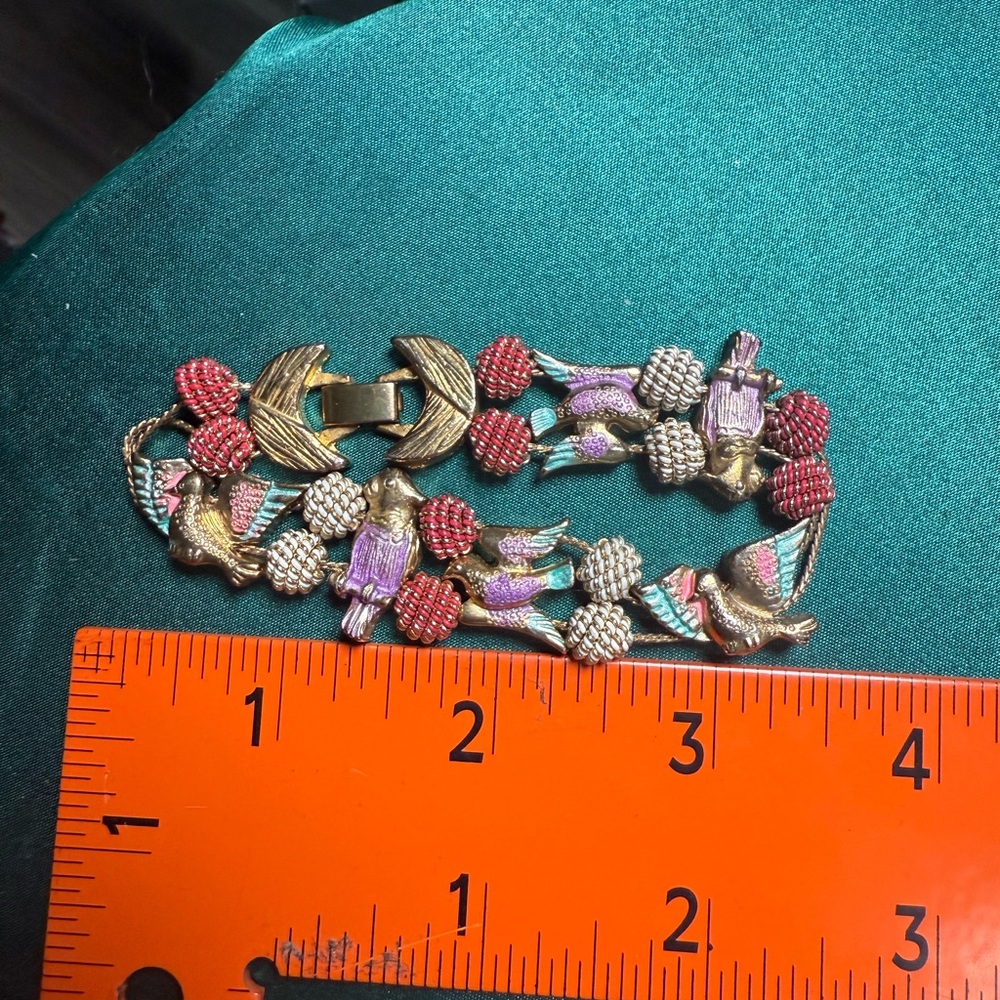 Vintage‎ Gold and Multicolor Bird Bracelet